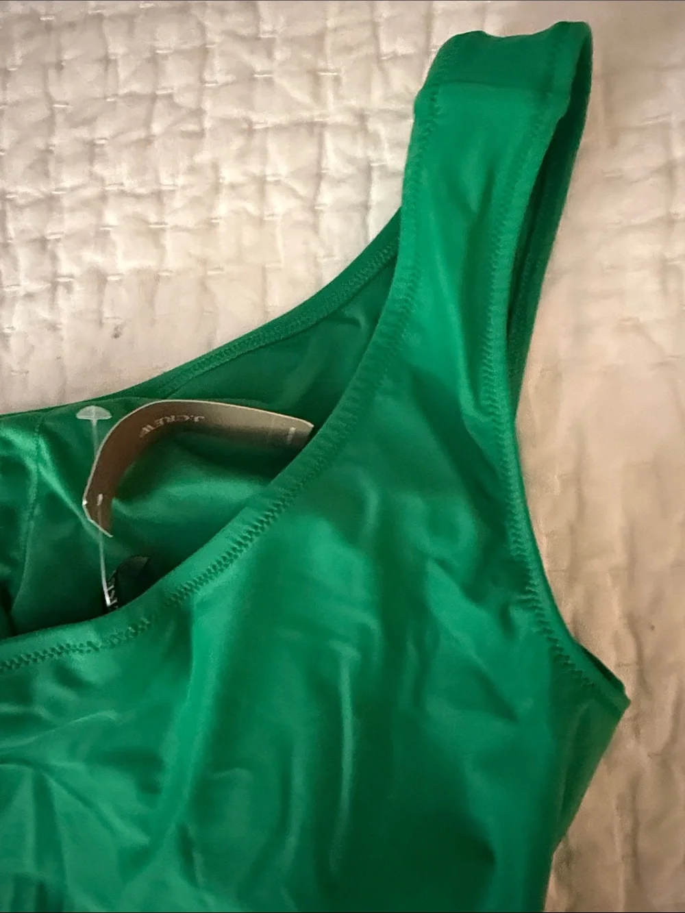 J. Crew One-Shoulder Emerald Green One-Piece Swimsuit with Ruching